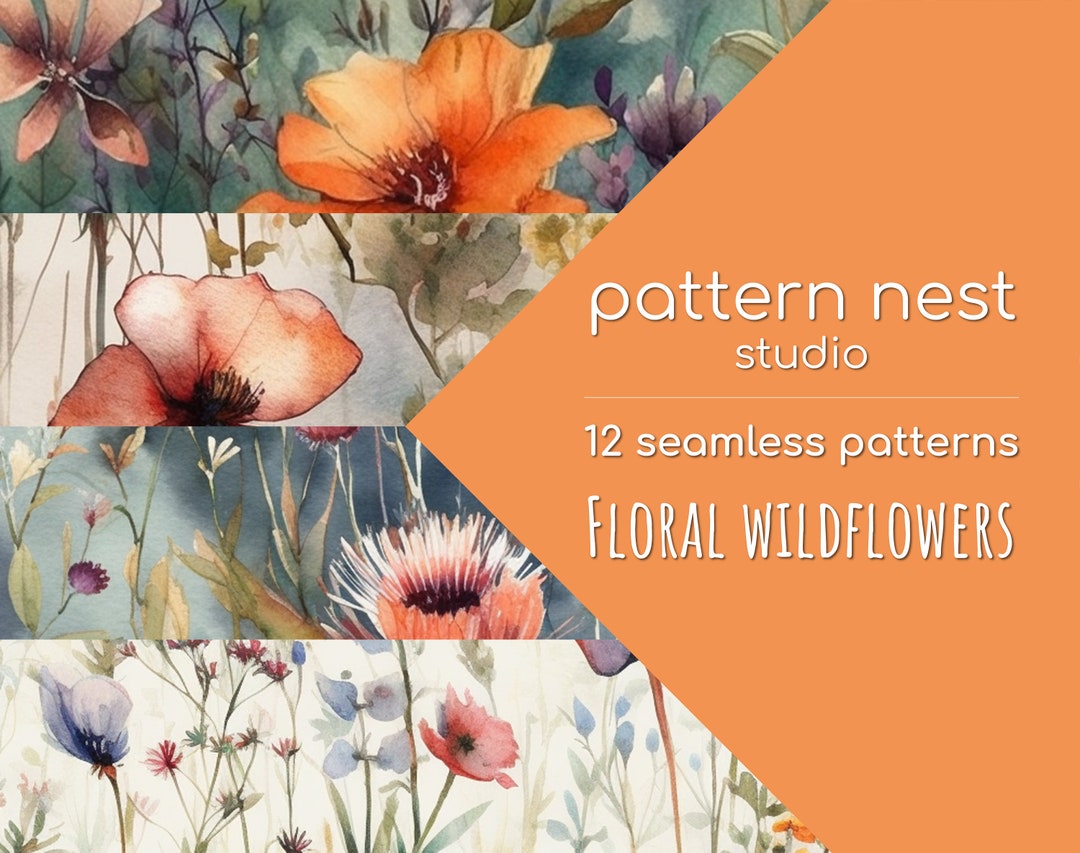 Floral Wildflowers / 12 Seamless Digital Patterns - Etsy