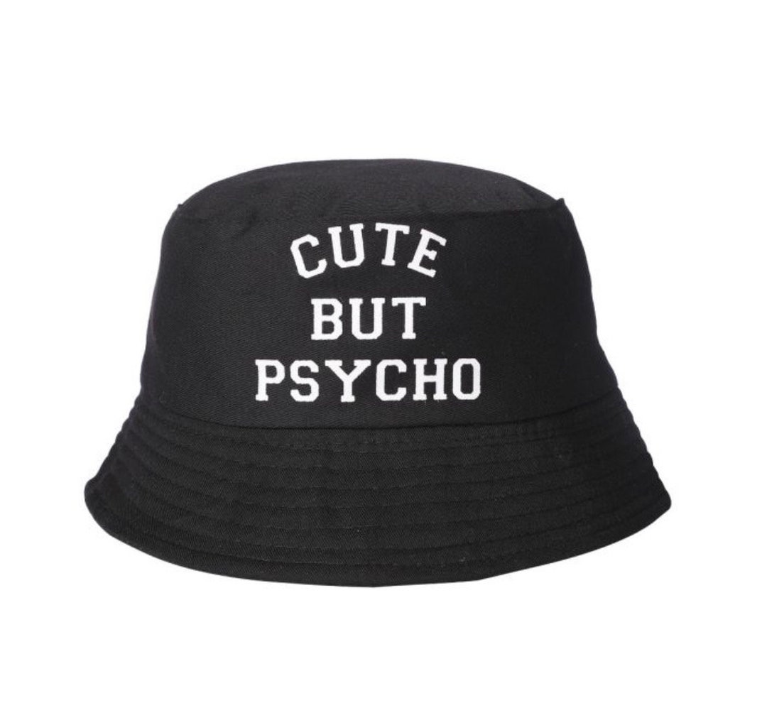 Cute but Psycho Bucket Hat Festival Hat Summer Hat Fishing Hat Rave Hat  Unisex Black and White -  Ireland