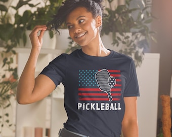 American Flag Pickleball Shirt For Pickleball Players Flag Shirt Pickleball Gift Quality Pickleball T-Shirt Pickleball Tee