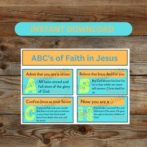 ABC’s of Salvation Printable for Kids | Christian Teaching Tool | Faith Building PDF | Digital Download