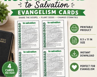 Romans Road to Salvation Tract – Christian Evangelism Cards for Outreach & Ministry