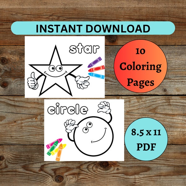 Basic Shapes Coloring Pages, 10 Coloring Sheets to Color and Learn Shapes
