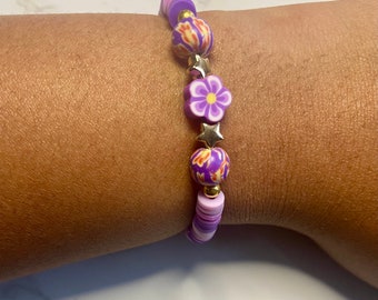 Lavendar Bloom - Bracciale con perline di argilla