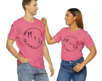 Personalized initials Valentines Day Love Unisex Jersey Short Sleeve Tee