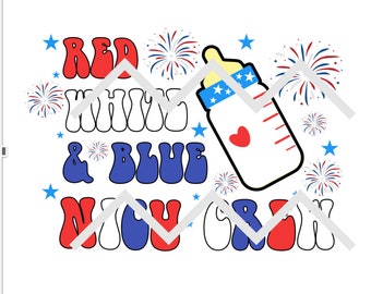 Red White & Blue NICU Crew design for tshirt png pdf  jpg SVG, DTF, cut file for instant digital download