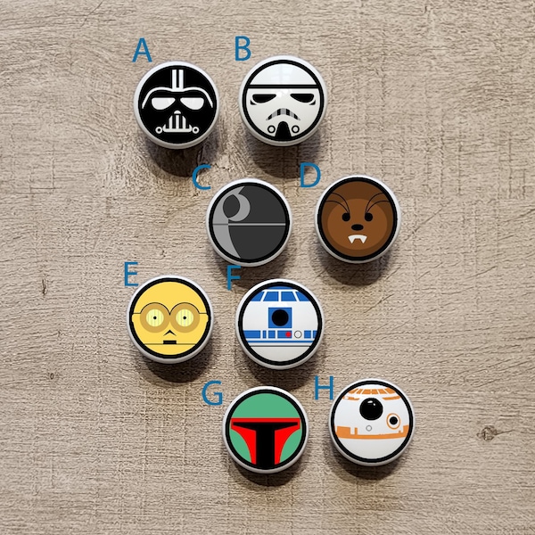 Galactic Chibi Face Ceramic Knobs / Bedroom Dresser Knob / Nursery Drawer Knobs / Galactic Character Cabinet Knobs / Chibi Style