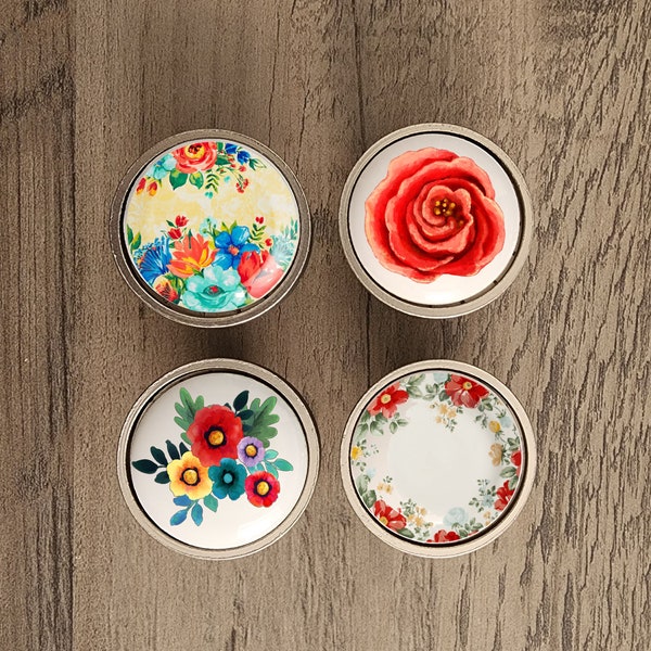 Beautiful Floral Pioneer Woman Inspired Cabinet Knobs - Unique Handcrafted Drawer Pulls for Kitchen & Bathroom