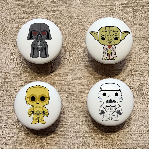 Galactic Chibi Full Character Ceramic Knobs / Bedroom Dresser Knob / Nursery Drawer Knobs / Galactic Character Cabinet Knobs / Chibi Style