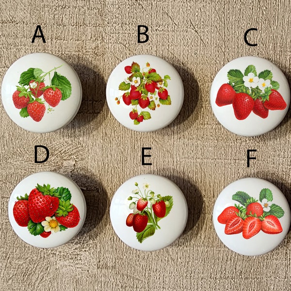 Strawberry Kitchen Knobs / Custom Kitchen Knobs / Cute Cabinet Knobs/ Custom Strawberry Cabinet Pulls / Kitchen Strawberry Buttons