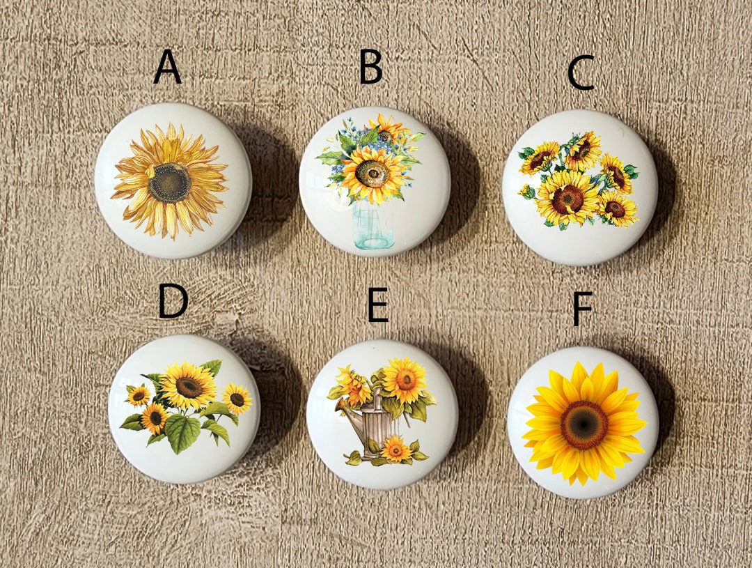 Sunflower Kitchen Knobs / Custom Kitchen Knobs / Cute Knobs/ Custom Sunflowers