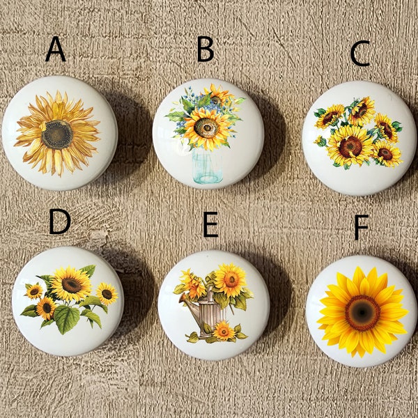 Sunflower Kitchen Knobs / Custom Kitchen Knobs / Cute Cabinet Knobs/ Custom Sunflowers Cabinet Pulls / Kitchen Sunflower Buttons