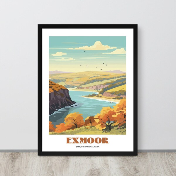 Exmoor National Park Travel Poster, Natural Heritage Wall Gift Idea, Beautiful Landscapes, England Travel Gift Idea, Airbnb Artwork Print