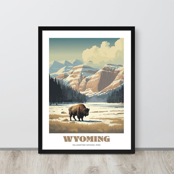 Yellowstone National Park Vintage Travel Poster, Wyoming America Gift Idea, Iconic Volcano, USA Travel Memory Present, Travel Gift Art Print