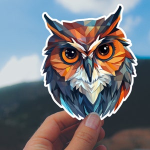 Geometric Owl Sticker, Cool Owl Decal, Modern Owl, Laptop Sticker, Planner Sticker, Notebook Sticker, Water Bottle Sticker