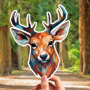 Geometric Buck Sticker, Cool Deer Decal, Modern Buck Hunting Decal, Laptop Sticker, Planner Sticker, Notebook Sticker, Water Bottle Sticker