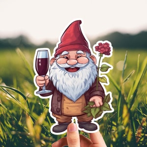 Funny Lawn Gnome Sticker, Cute Garden Gnome Decal, Beer Gnome, Laptop Sticker, Planner Sticker, Notebook Sticker, Water Bottle Sticker