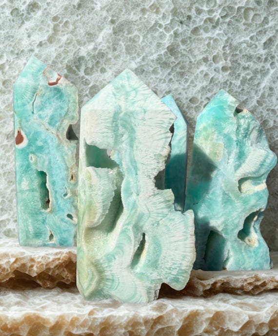 Blue Aragonite Tower – Genuine Natural Crystal – Calming Ocean-Colored Stone – You Pick Your Exact Piece