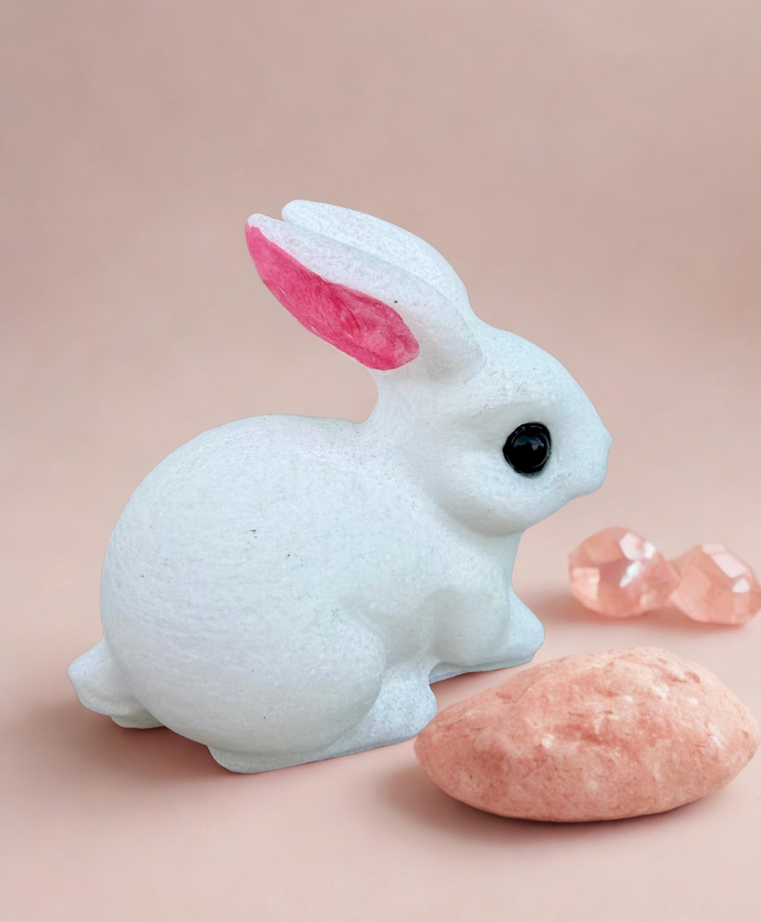 White Jade Quartz Rabbit Mini Sculpture | Hand Carved Quartz Bunny | 1. ...