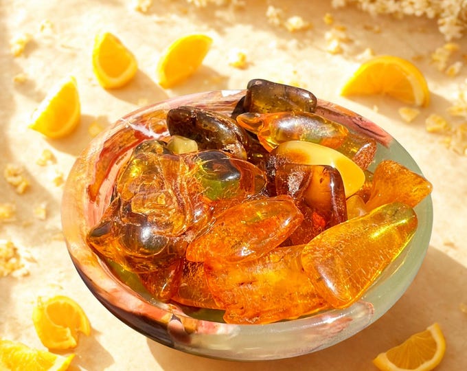 Baltic Sea Region Amber Tumbled Stones – Natural Fossil Resin, Pocket Crystals, Healing Energy, Meditation, Collectible Gemstones, 1–20 Pack