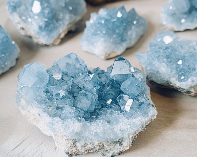Gorgeous Raw Blue Celestite Cluster Geode | Natural Celestine Crystal ...