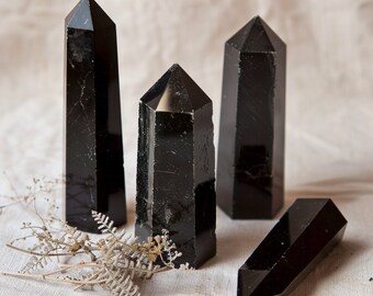Glistening Black Obsidian Elegant Tower Points, 3 Inches Grounding Energy, Shield Negativity | Enhance Aura, Restore Balance #CrystalHealing