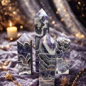 Dream Amethyst Towers | Choose Your Exact Crystal | Chevron Amethyst for Intuition, Calm, Sleep & Energy Work | Polished Standing Point