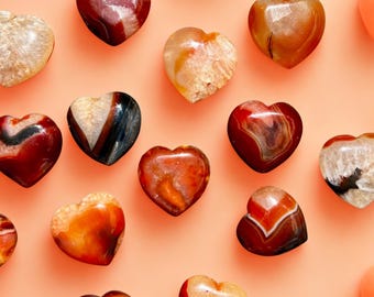 Natural Red Agate Puffy Heart – 30mm Polished Crystal Stone for Chakra, Energy Work, Home Décor, Gift, Meditation, Healing Stone
