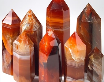 Carnelian | Red Agate Tower Points - Energizing Grounding Crystal, Root Chakra Healing, Emotional Balance, Natural Tones, Unique Patterns