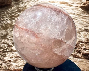 Fire Quartz Sphere 2.9 Inch Hematoid Quartz Crystal Ball with Fiery Red Hematite Inclusions for Healing, Meditation, Energy Work & Decor