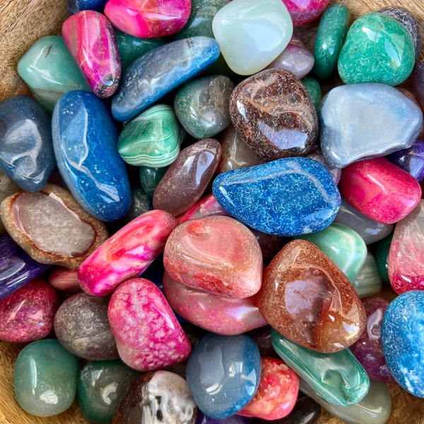 Colorful Dyed Agate Tumbled Stones - Sold by the Pound | Vibrant & Natural | Crystal Healing, Chakra Balancing, Home Decor | Witches Brew