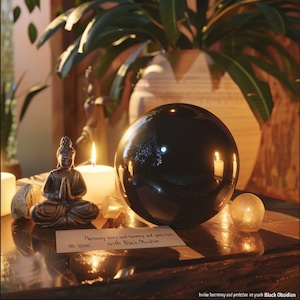 Natural Black Obsidian Sphere | Choose 40mm or 50mm | Volcanic Glass Crystal for Grounding, Protection & Focus | Obsidian Crystal Ball