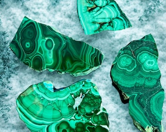 Polished Malachite Slabs Natural Green Crystal for Protection Healing Transformation Heart Chakra Capricorn Scorpio Stone