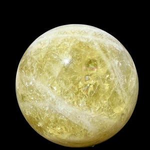 Lemon Quartz Sphere 2.90” with Rainbow | Golden Yellow Polished Crystal Ball for Creativity, Joy, Chakra Healing & Energy Work