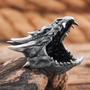 Silver Dragon Ring-Dragon Head Ring-Silver Dragon Rings-For Man Sterling Silver Dragon Ring-Unique Gift-Dragon Jewelry-Valentines