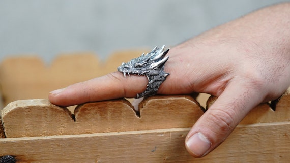 Silver Dragon Ring dragon Head Ring silver Dragon Rings for Man