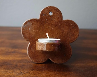 Handmade Ceramic Wall Candle Holder - Flower Shaped
