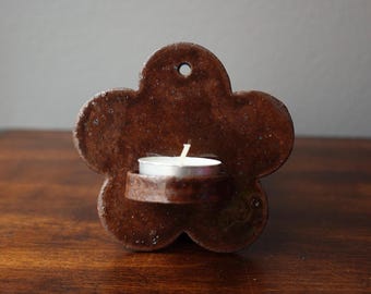 Handmade Ceramic Wall Candle Holder - Flower Shaped