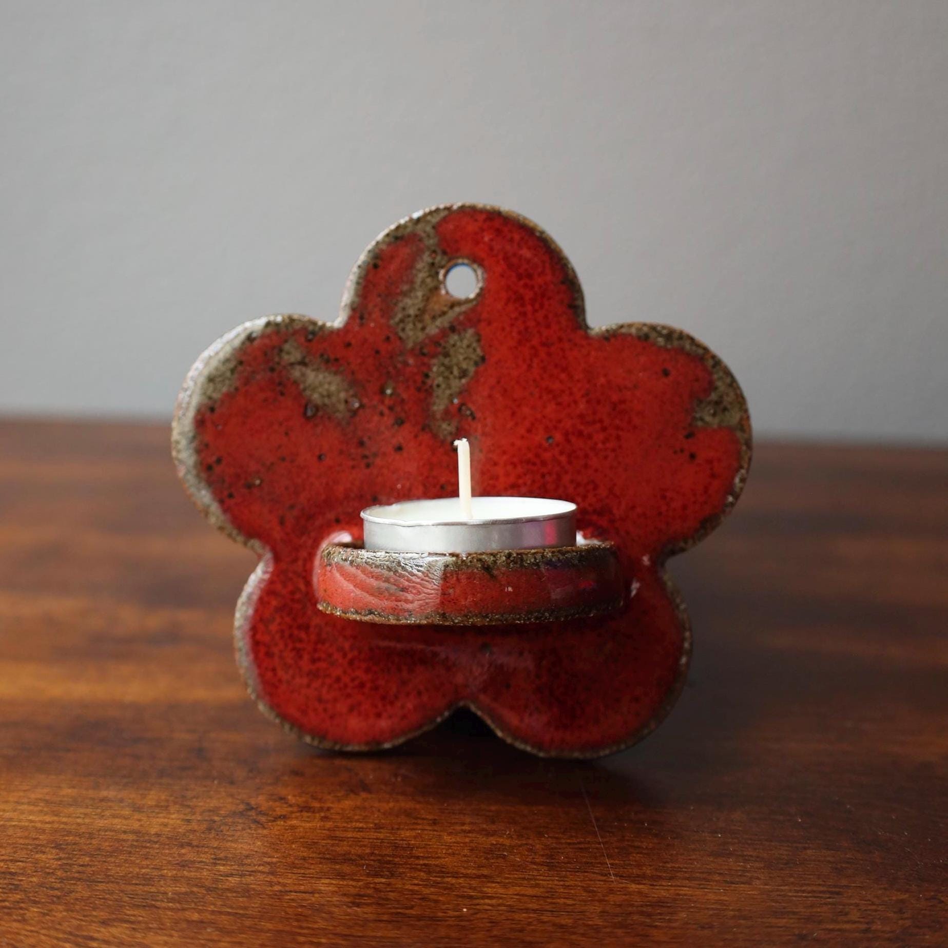 Handmade Ceramic Wall Candle Holder - Flower Shaped