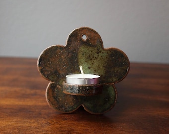 Handmade Ceramic Wall Candle Holder - Flower Shaped