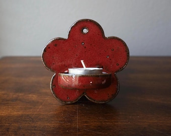 Handmade Ceramic Wall Candle Holder - Flower Shaped