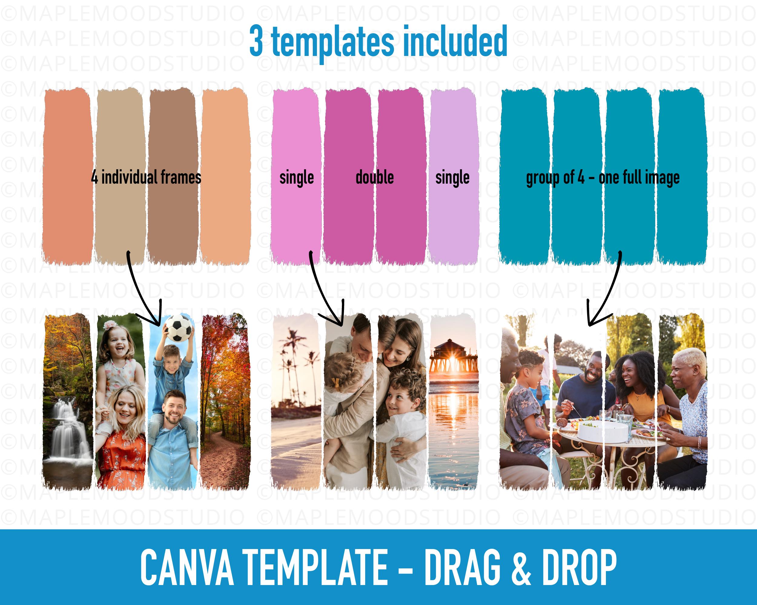 Brush Stroke Canva Template, Canva Editable Frames for Images and ...