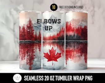Envoltura para vaso con los codos hacia arriba, PNG de Canadá sin costuras para sublimación de vaso de 20 oz, regalo para canadienses, diseño de Canadá para vaso recto delgado