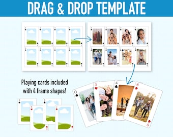 Plantilla de Canva para naipes, marcos editables de Canva para cartas de póker imprimibles, cartas en blanco para juegos de fiesta personalizados, plantilla de arrastrar y soltar