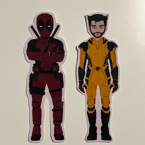 superhero duo stickers (handmade and my original drawings)