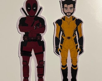 superhero duo stickers (handmade and my original drawings)