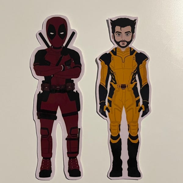 superhero duo stickers (handmade and my original drawings)