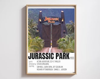 Jurassic Park Poster | Movie Dinosaurs Sci-fi Nerd Adventure Jungle Steven Spielberg Minimalist Modern Print