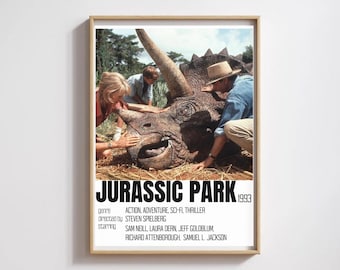 Jurassic Park Poster | Movie Dinosaurs Sci-fi Nerd Adventure Jungle Steven Spielberg Minimalist Modern Print