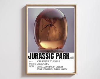 Jurassic Park Poster | Movie Dinosaurs Sci-fi Nerd Adventure Jungle Steven Spielberg Minimalist Modern Print