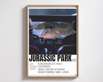 Jurassic Park Poster | Movie Dinosaurs Sci-fi Nerd Adventure Jungle Steven Spielberg Minimalist Modern Print